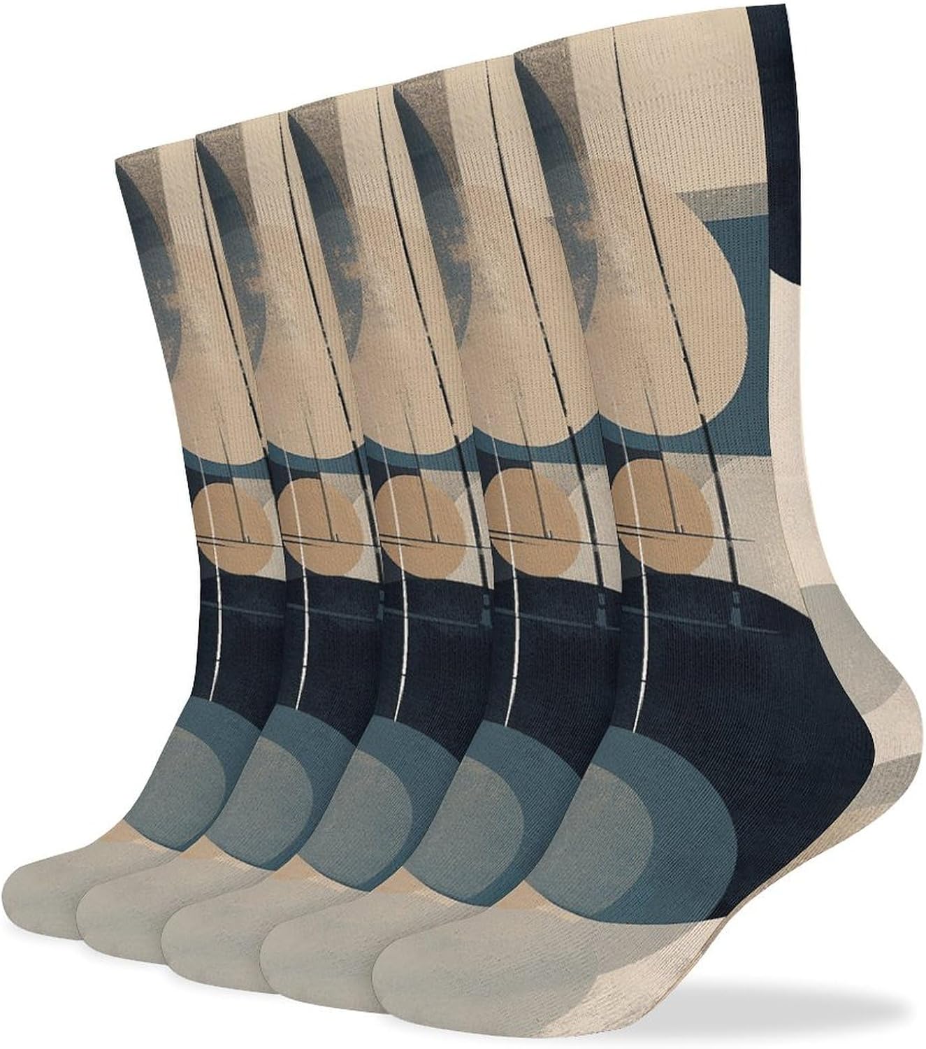 Art Painting Crew Socks Cozy Casual Calf Socks Lightweight Long Work Sock Breathable Athletic Sock for Hiking Sports Running 5 Pairs