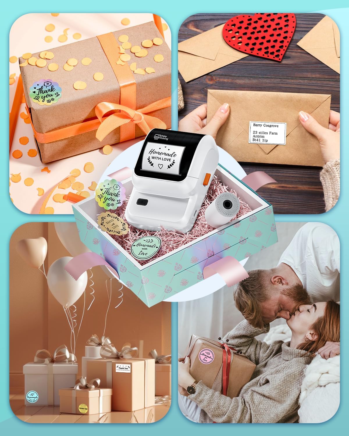 Label Maker, M100 Address Label Printer, Versatile App with 4000 Icons and 300 Templates, Barcode Bluetooth Label Printer for Small Business, Home, Office, School Organization, White - Image 4