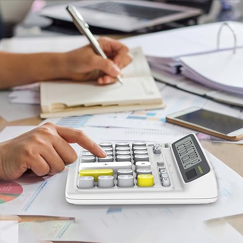 Miniatura 3 de Calculadora de escritorio con pantalla LCD extra grande de 5 pulgadas, calculadora de oficina de energía solar y batería de dos dígitos de 12