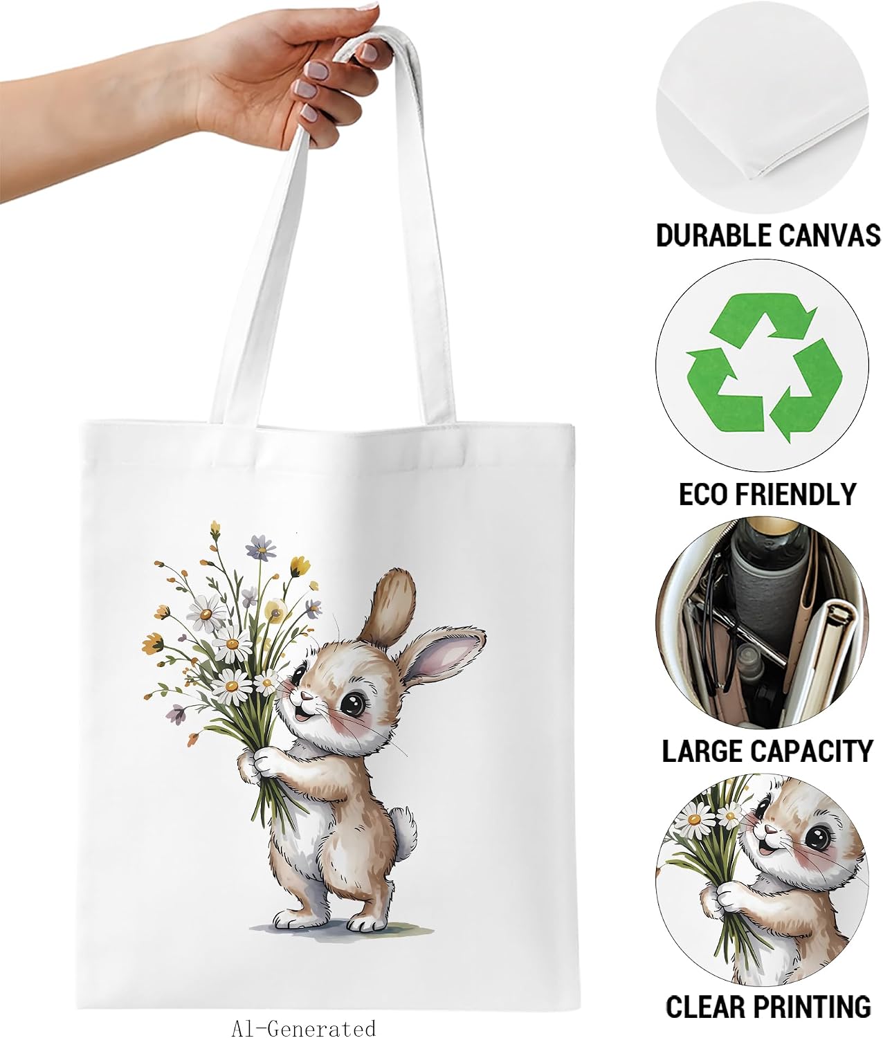 Animal Aesthetic Canvas Black Tote Bag - Reusable Shoulder Bag for Women, Ideal for Shopping Travel image 4