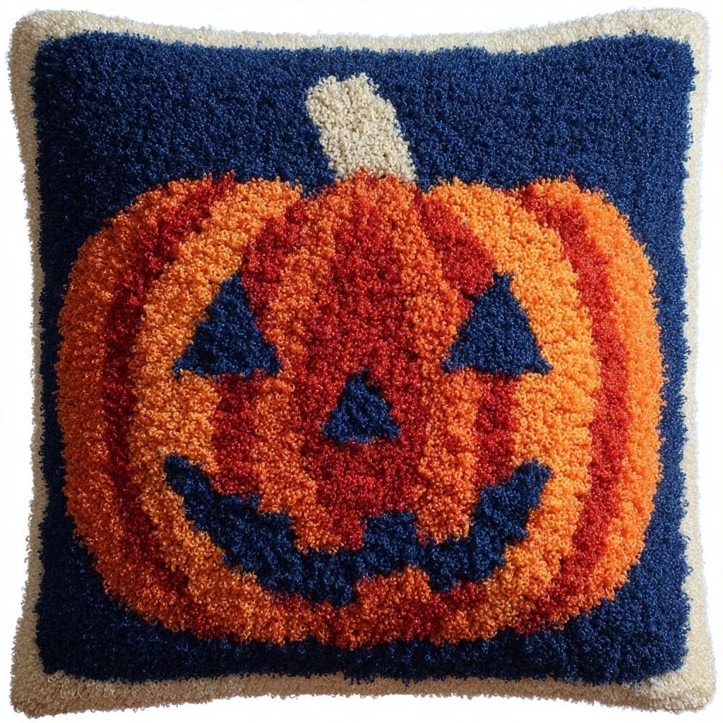 Henypt DIY Latch Hook Kits Pillow, Pumpkin