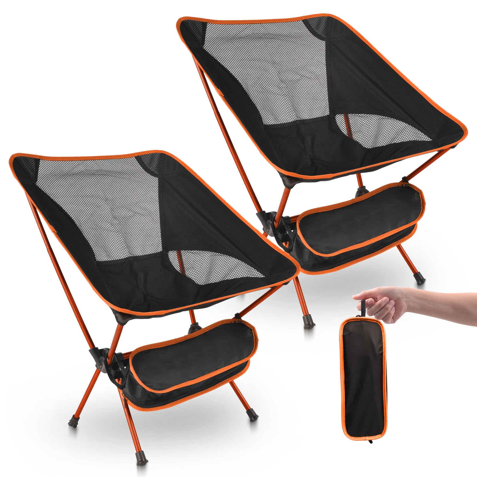 Chaise de camping pliante 105 kg capacité robuste lot de 2 compactes