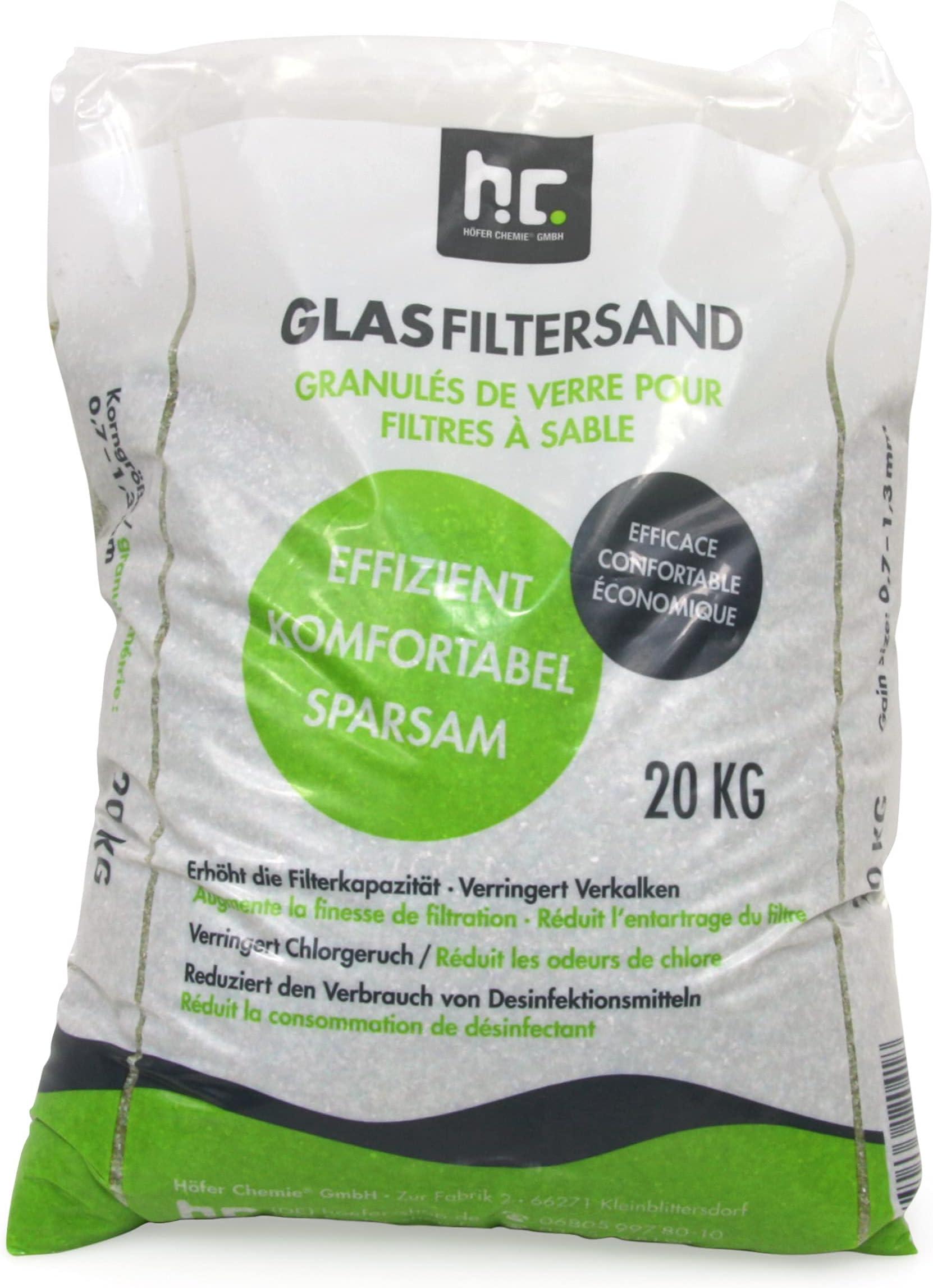 Nature Works Hi-Tech filterglas voor zwembadfilterinstallaties, zandfilterinstallatie, van 100% puur vlakglas, milieuvriendelijk, korrelgrootte 0,6 tot 1,0 mm (40 kg