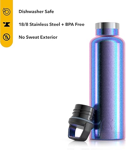 Miniatura 10 de RTIC Botella de agua aislada al vacío de 20 onzas, aislamiento de doble pared de acero inoxidable, sin BPA, reutilizable, a prueba de fugas, para