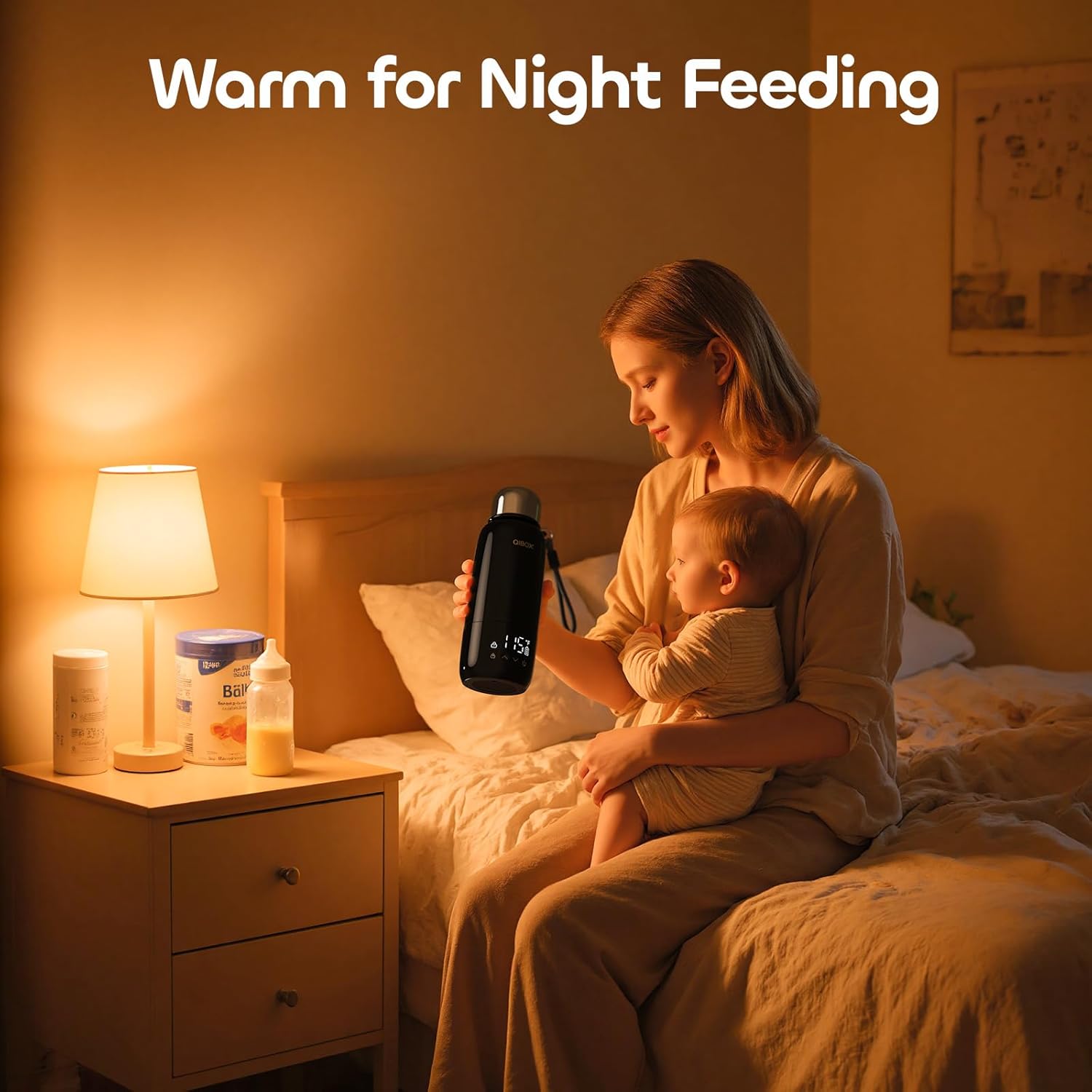 QIBOX Portable Bottle Warmer with a cleaning brush