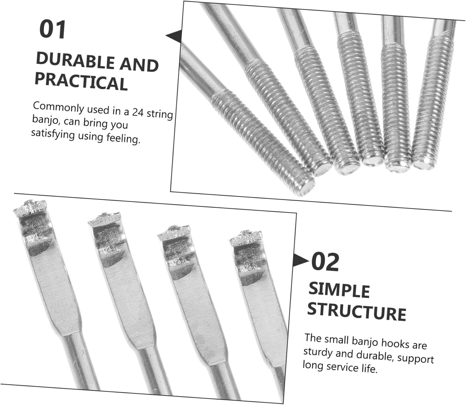UPKOCH 48pcs Metal Banjo Hooks Nuts Easy to Install Banjo Accessories Hook Replacement Sturdy Parts for Musicians Convenient Use