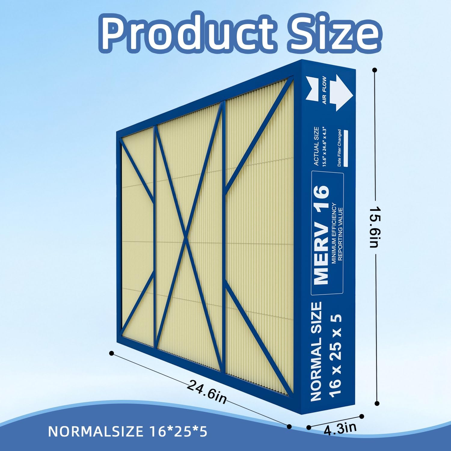 16x25x5 MERV 16 Pet Care Filter Replacement Compatible with Lennox X6672 and Lennox HCC16-28 Carbon Clean MERV 16 Home Furnace Filter for HVAC System, (actual size:15.6" x 24.6" x 4.3")
