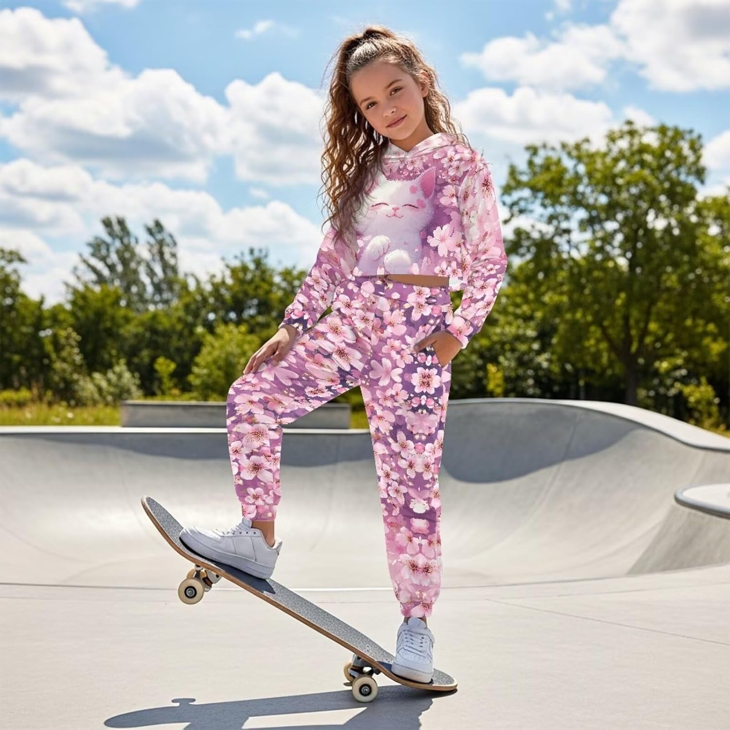 Ystardream Kids Sweat Suits for Girls Hooded Shirt and Sweatpants with Pocket