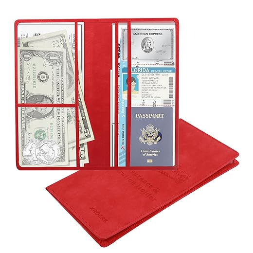 Car Registration and Insurance Holder,Stylish Insurance and Registration Holder with Magnetic Buckle & 3D Embossed Patterns,PU Leather Car Paperwork Organizer for ID,Driver's License (Red)