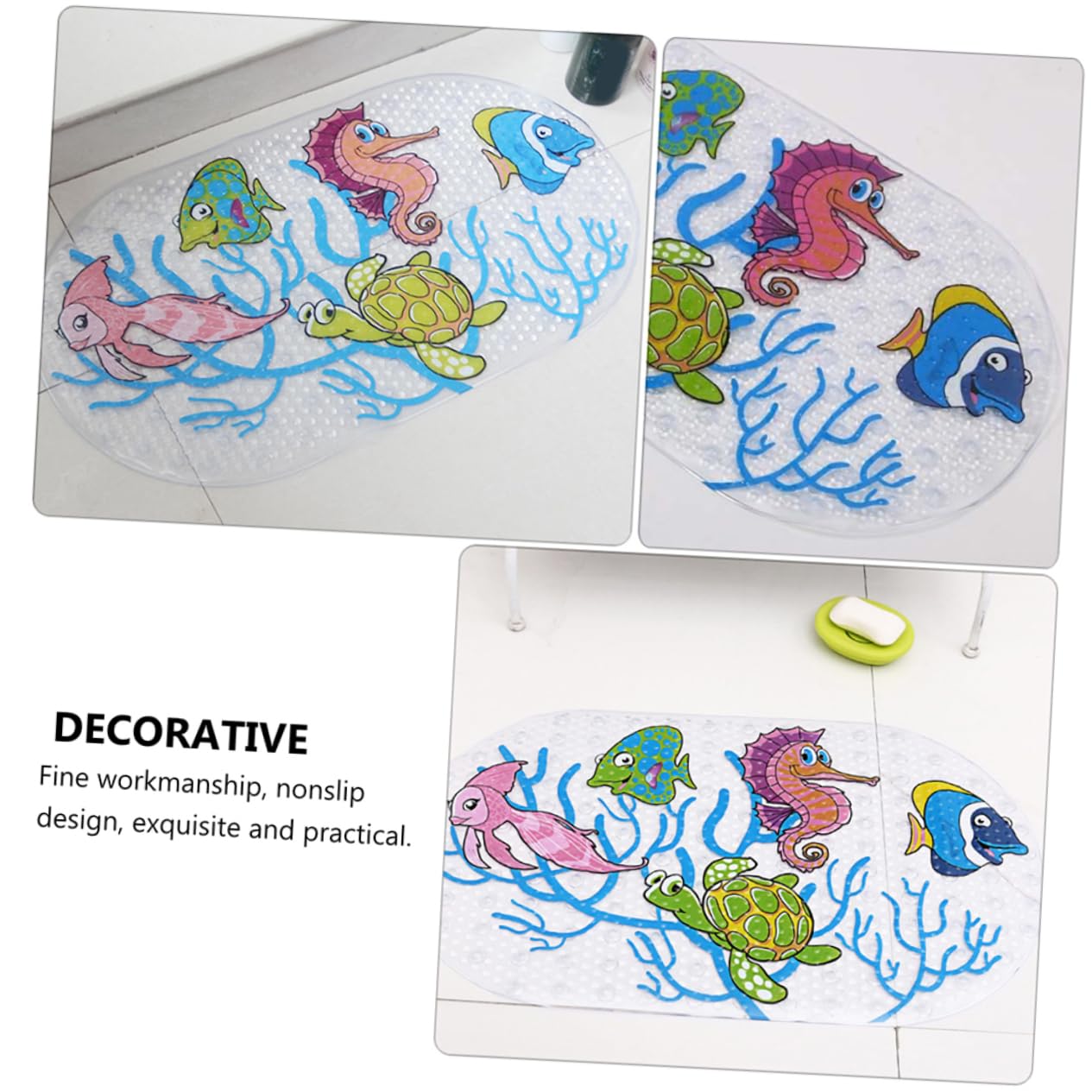 Tappetino da Bagno Antiscivolo Tartaruga Marina in Pvc per Ragazzo Ragazza | Motivo Cartone Animato, Drenaggio Rapido, Texture Confortevole, 1 Pezzo