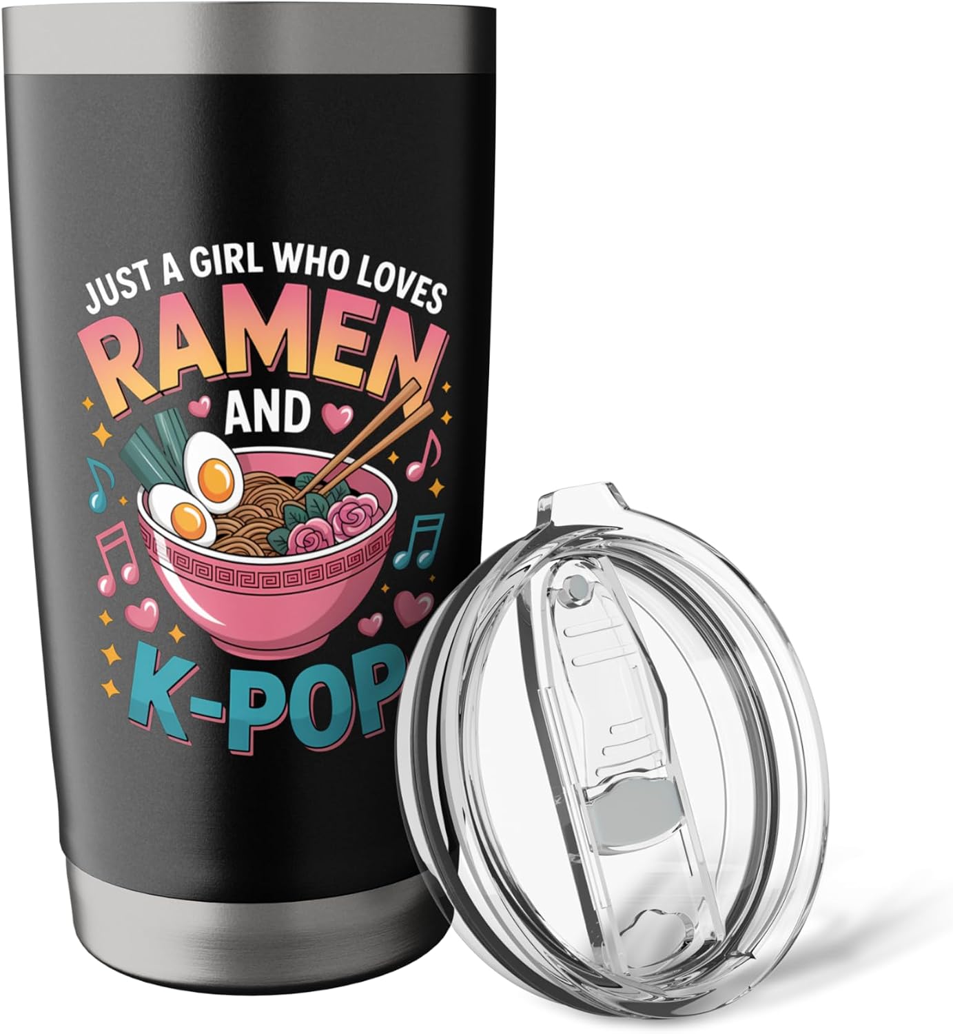 Just A Girl Who Loves Ramen And K-Pop Girl K Pop Kpop Stainless Steel Insulated Tumbler image 5