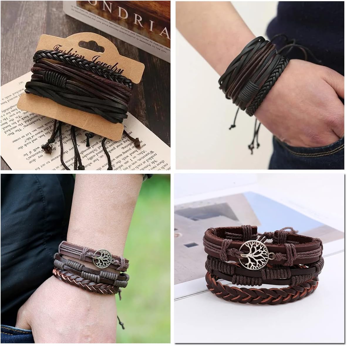MOZAKA 27Pcs Braided Leather Bracelets for Men Women Ethnic Tribal Bracelets Leather Bracelets Wristband Woven Cuff Wrap Friendship Bracelets Adjustable - Image 6