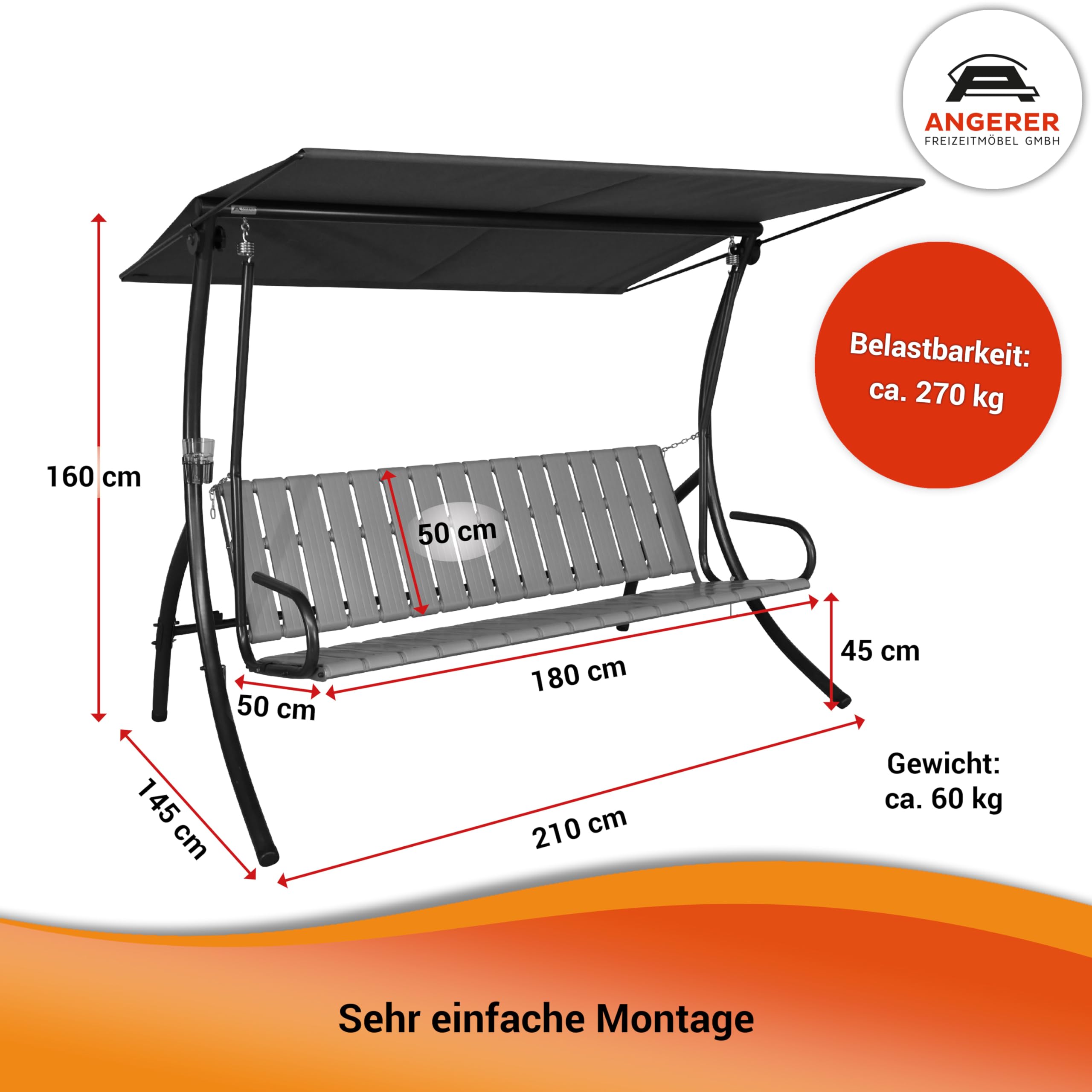 Angerer Dream Dondolo 3 posti Design bambù