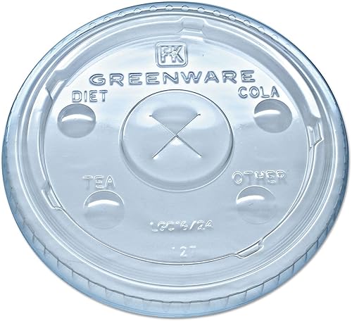 Miniatura 2 de Fabri-Kal LGC1624 Greenware - Tapas para bebidas frías para 16-18 tazas de 24 onzas con ranura X transparente 1000/cartón