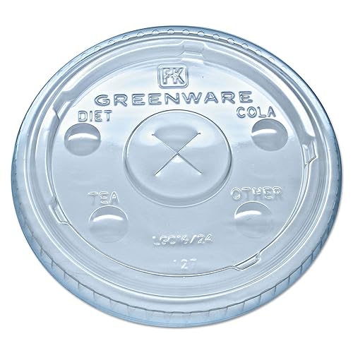 Miniatura 2 de Fabri-Kal LGC1624 Greenware - Tapas para bebidas frías para 16-18 tazas de 24 onzas con ranura X transparente 1000/cartón