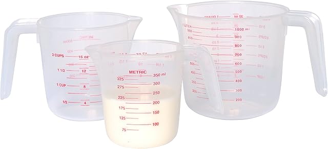 KitchenCraft JUGS3 Plastic Measuring Jugs with Metric and Imperial Markings, Set of 3,Transparent