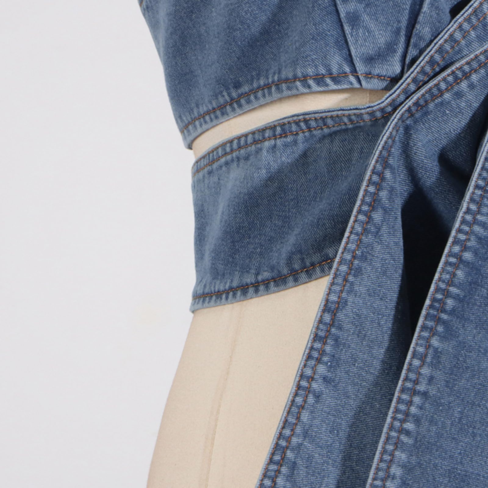 Canotte Corte Senza Maniche con Fiocco sul Davanti da Donna Canotte con Cinturino per Spaghetti in Denim Top A Fascia Sexy Bustier,Blu,XL