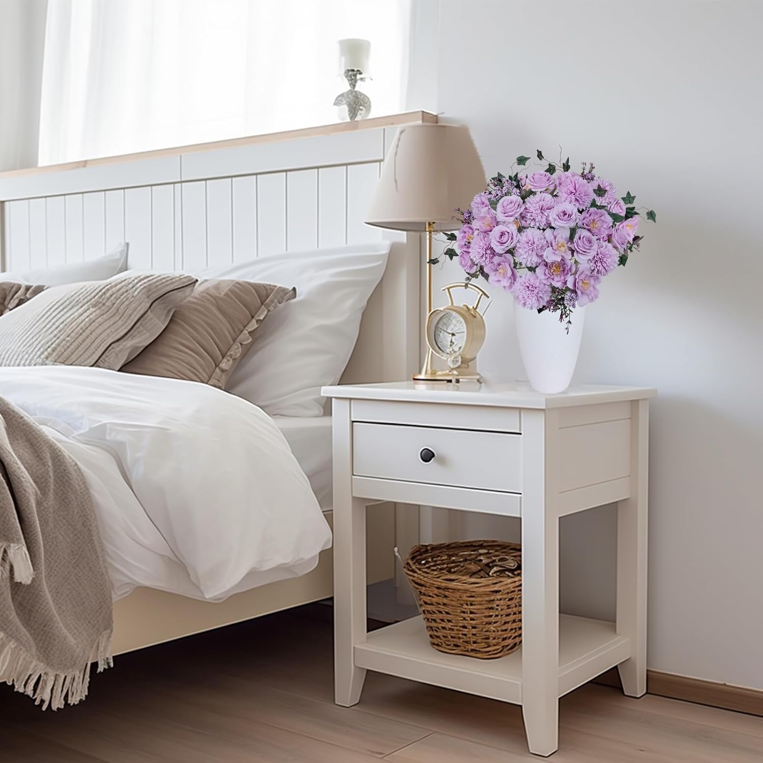 Premium Purple Artificial Flowers Bouquet, Silk Fake Flower Decoration, Faux Floral Arrangements for Wedding Bridal Bouquets and Home Table Centerpieces Décor - Image 7