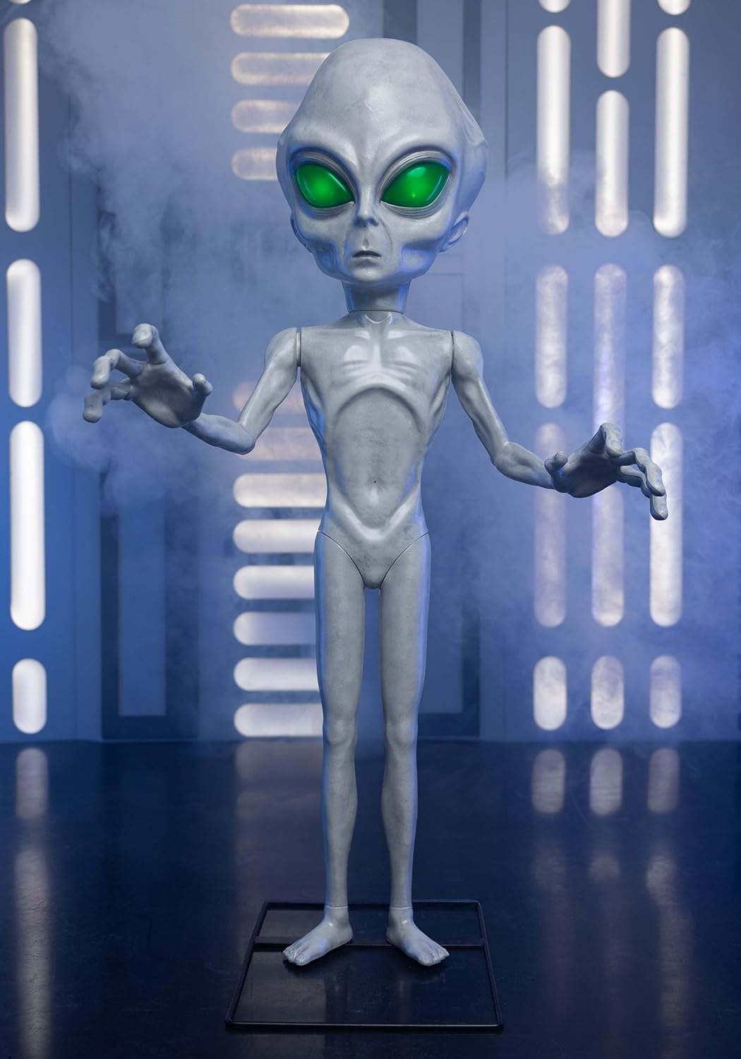 Fun Costumes 4.5FT Grey Alien Animatronic | Outer Space Decoration, Area 51 Roswell Extraterrestrial Halloween Décor