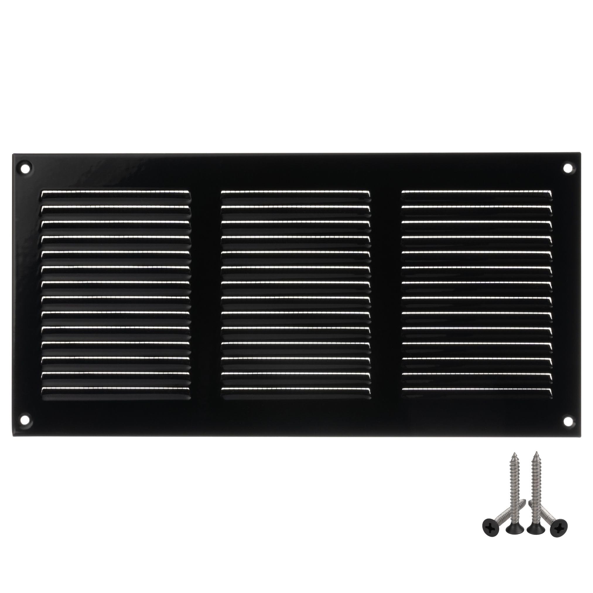 LIRAST 300x150mm Vent Cover Black - 12x6 inch Wall Vent Cover with Insect Mesh - Ceiling Soffit Vents - External Vent Cover - Metal Ventilation Grilles - Air Vent Covers for Walls