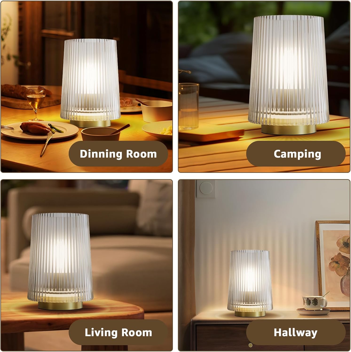 Dolita 電池式ガラスランプ タイマー付き小型テーブルランプ 2個パック ベッドサイドライト ホームデコレーション リビングルー