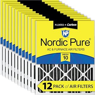 Nordic Pure 18x20x2 MERV 10 Pleated Plus Carbon AC Furnace Air Filters 12 Pack