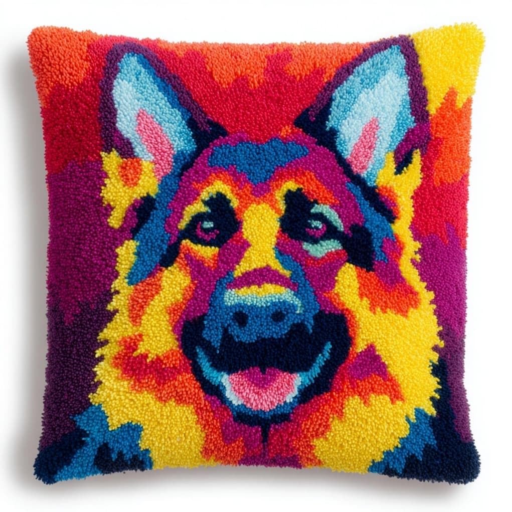 Henypt DIY Latch Hook Cushion Kit,German Shepherd Dog