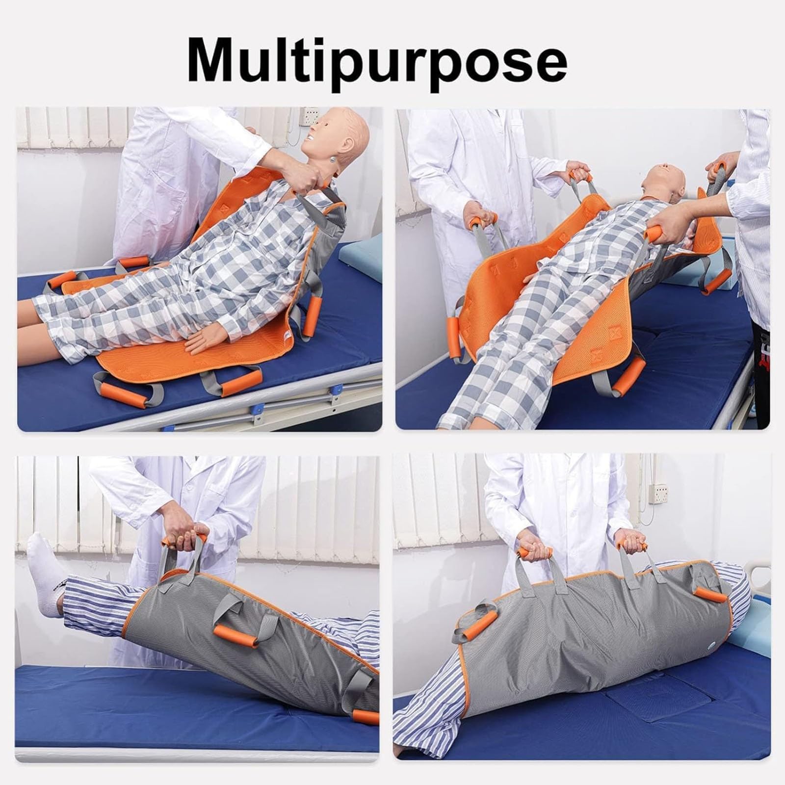 Almohadilla de Cama de posicionamiento con Asas, sábana de transferencia multiusos para girar, levantar y deslizar, sábana de posicionamiento del paciente reutilizable y lavable para personas encamada