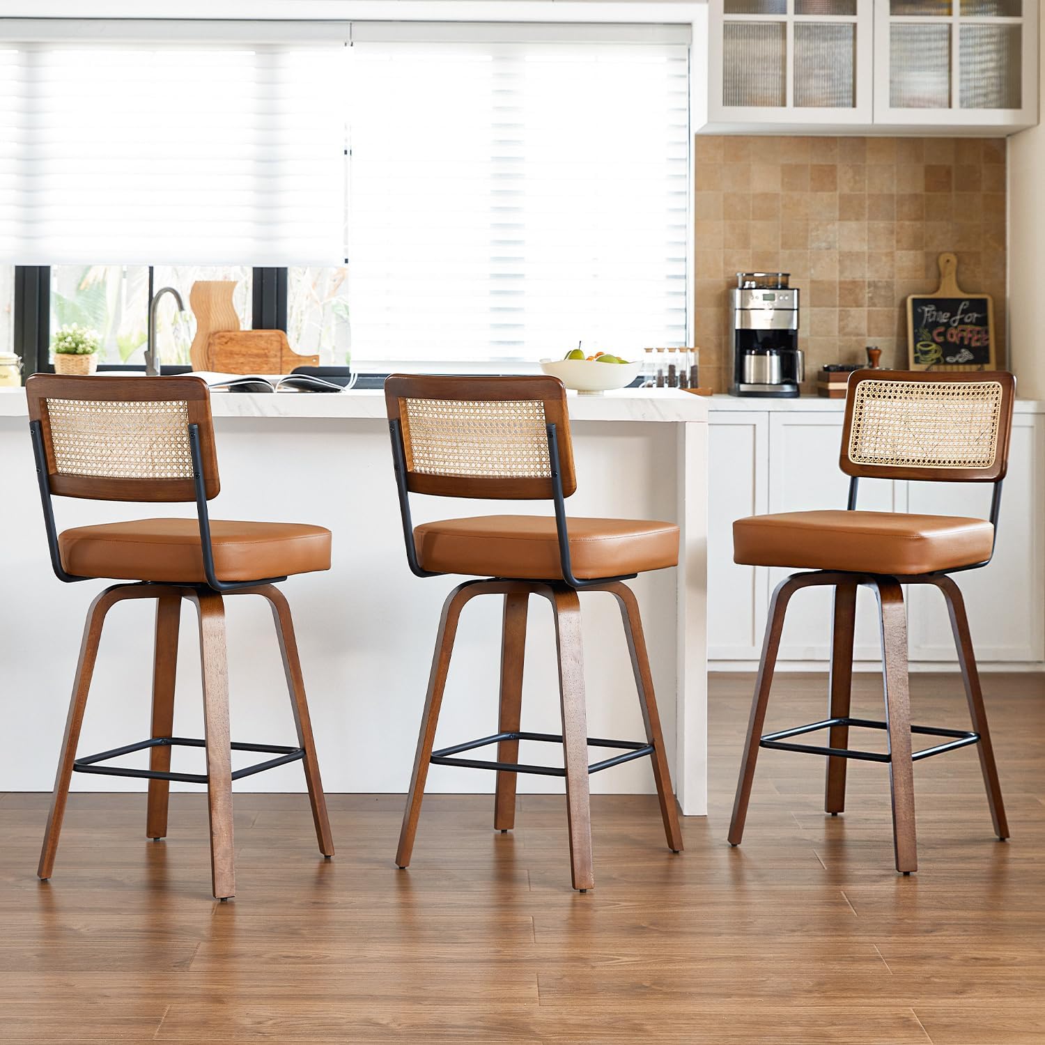 Amazon.com: GrandNoor Swivel Counter Height Bar Stools Set of 3,Mid ...