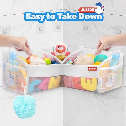 Miniatura 7 de UNEEDE Almacenamiento de juguetes de baño  Organizador de almacenamiento de juguetes de baño de esquina de 3 compartimentos, 4 galones de secado