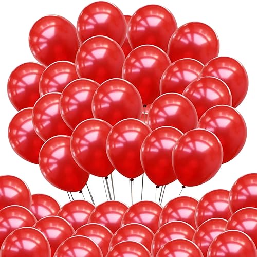 100 globos de látex de 5 pulgadas, color rojo rubí perla, ideal para niños, cumpleaños de adultos, bodas, baby showers, peleas de agua o cualquier