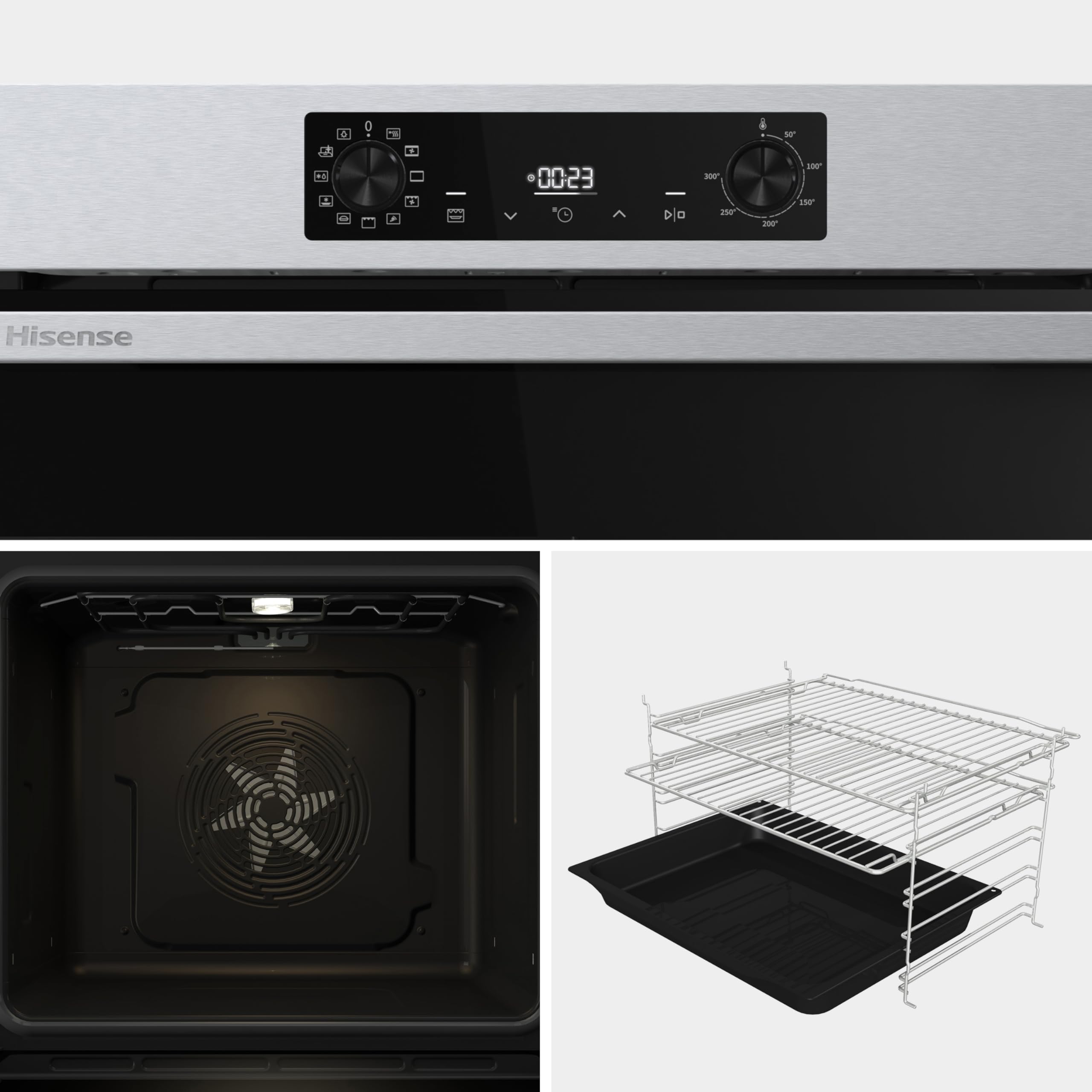 Hisense BI622AXPGUK - Built-in 77L Electric Single Oven - Stainless Steel with Even Bake, 300°C Pizza Mode, Frozen Food Mode, Steam Clean - A Rated, Extra Large — view 4