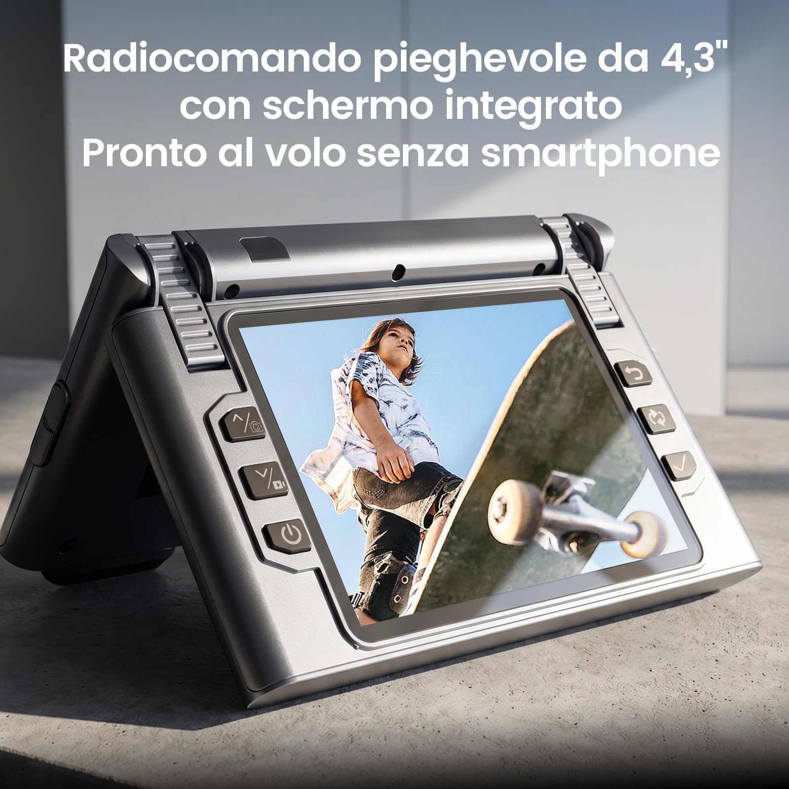 Drone Pieghevole con Fotocamera 1080P per Adulti, Quadricottero RC con Schermo HD da 4,3″, Motore Brushless, Evita Ostacoli, Flusso Ottico, 2 Batterie, Regalo per Principianti