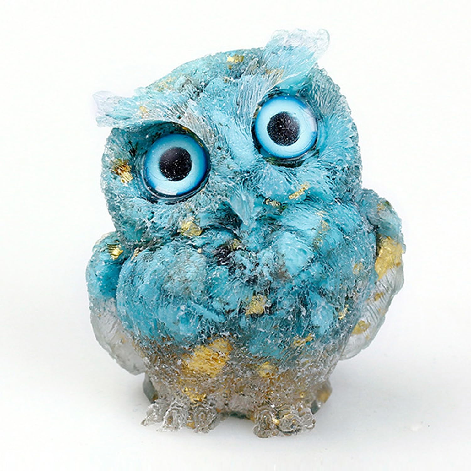 OwMell Owl Statue Tumbled Stone Gemstone Owl Figurine Home Decor Shelf Decor 2 5 - Turquoise