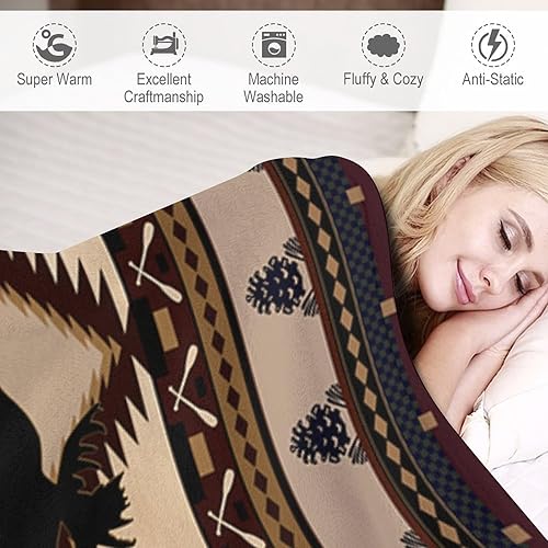 Miniatura 4 de Manta retro de franela con alces y ciervos, estilo campestre vintage, estilo rústico, montaña, granja, manta para sofá, silla y cama, 30 x 40