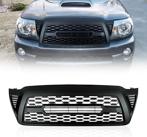 Miniatura 8 de Parrilla delantera del coche, parachoques automotriz de repuesto de malla brillante negro para Tacoma 2012201320142015