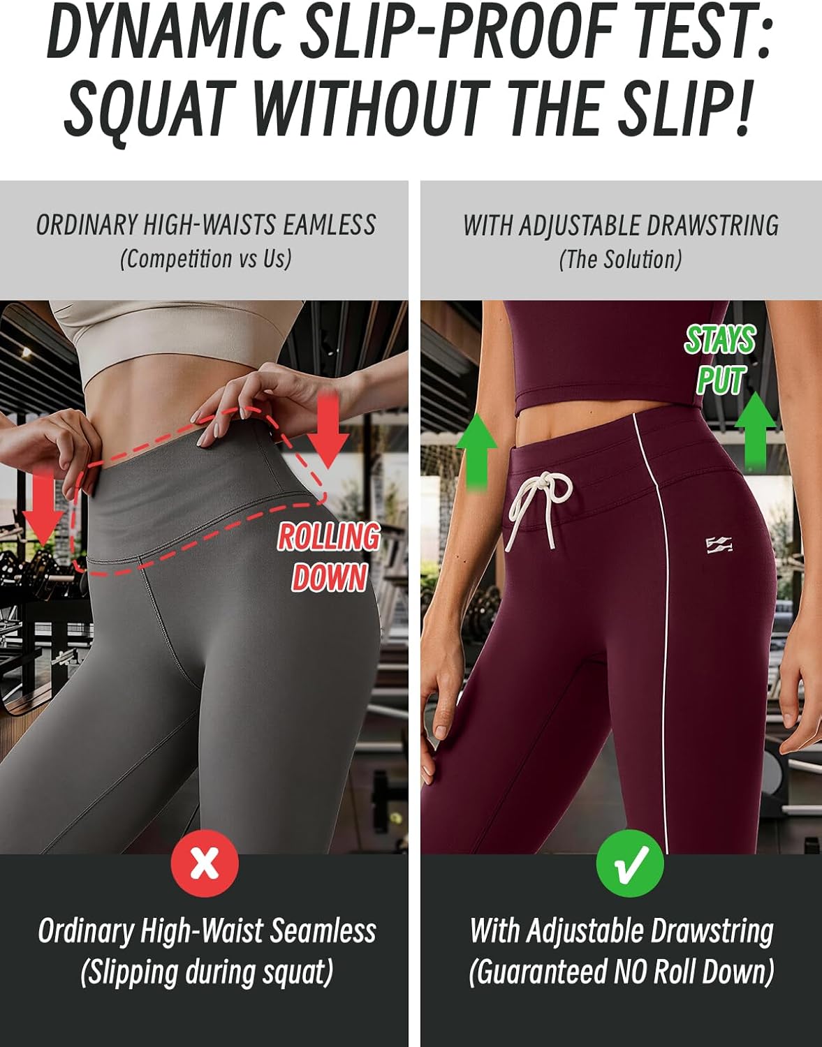 Drawstring Seamless Leggings for Women, High Waist Workout Yoga Pants, Running & Gym Sweatpants