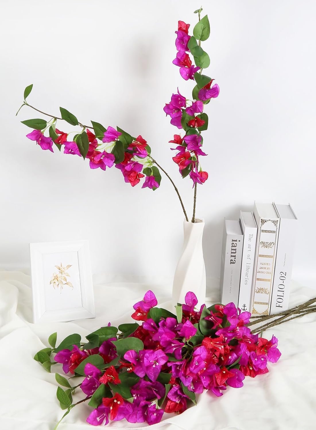 12PCS Bougainvillea Artificial Flowers 31.50" Long Stem Faux Silk Bougainvillea Branches Fake Hanging Flowers Vines for Wedding Arch Wall Outdoor Home Decoration (Fuchsia Mixed) - Image 6