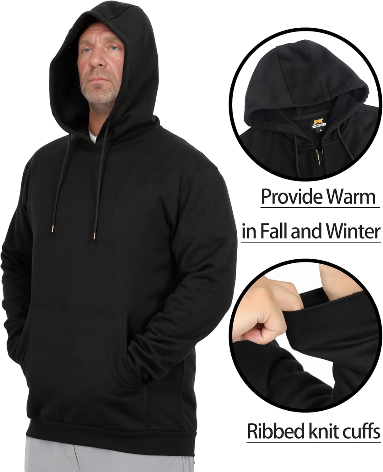 KONRECO FR Hoodies 10.5oz Cotton Fleece NFPA2112 CAT2 Flame Resistant Fire Retardant Sweatshirts