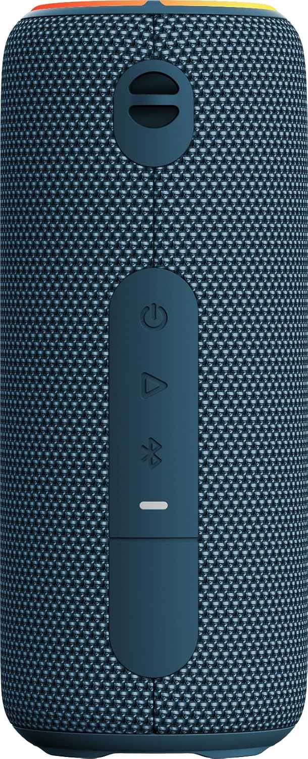 Back view of SILVA Schneider PBS 3600 BT Bluetooth Speaker showing power button, play/pause, Bluetooth button, and covered ports