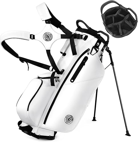 Vista 12 de Bolsa de golf de 7 vías, bolsas de golf ligeras para hombres y mujeres con divisores de longitud completa, 8 bolsillos, correa ajustable ergonómica
