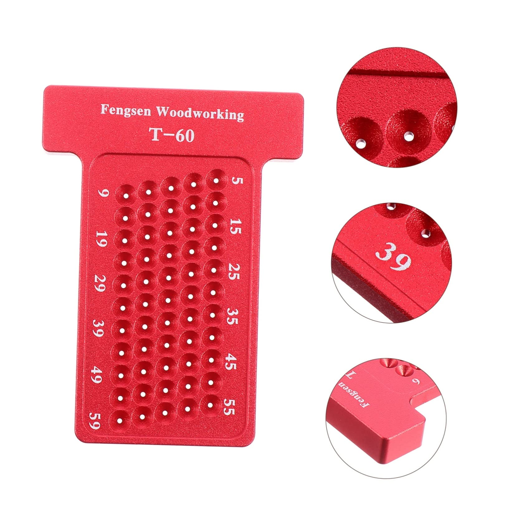 NUOBESTY 3 Pièces Règle de Traçage Rouge Outil de Marquage pour Menuisiers Jauge de Positionnement Dessin Technique pour Maison Bureau