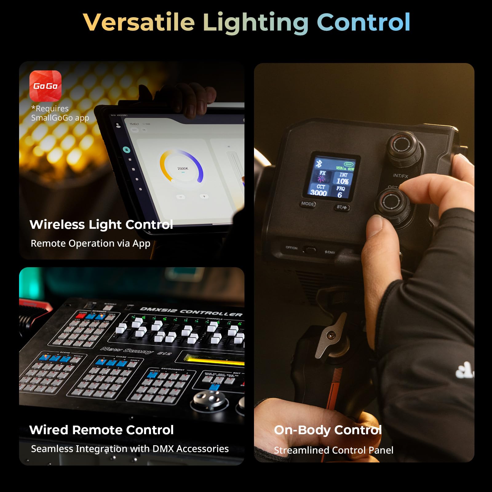 SMALLRIG Juego de luces LED RC 100B COB con mango de batería de 73 Wh, 45 min de autonomía, placa de batería incorporada, 97+ CRI, 2700K-6500K, control de aplicaciones, ultraportátil para fotografía