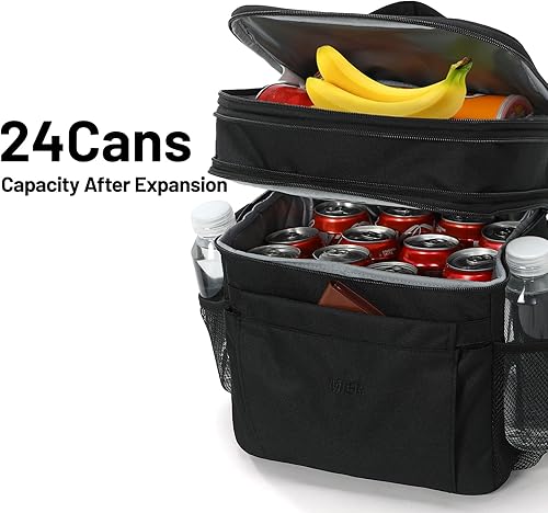 Miniatura 3 de MIER Lonchera para hombres con aislamiento expandible de doble compartimento, bolsa a prueba de fugas con bolsillos delanteros y traseros para