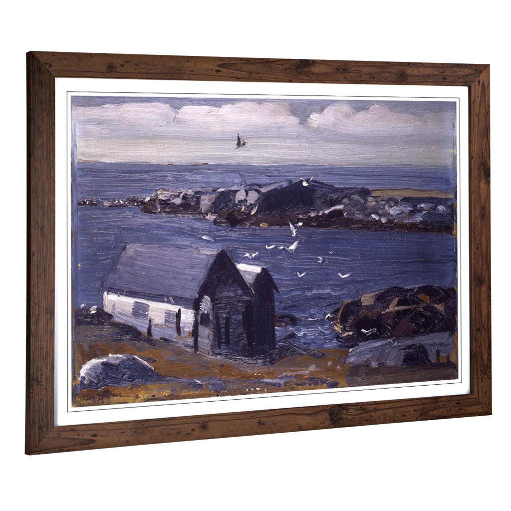 Big Box Art Framed Print of George Bellows The Gulls, Monhegan Design | Wall Art Picture | Home Decor for Kitchen, Living Room, Bedroom, Hallway, Walnut, A2 / 24.5x18 Inch / 62x45cm