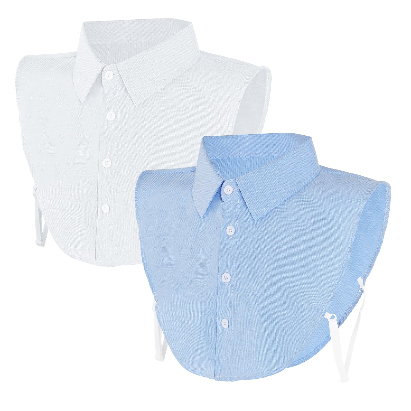 2 piezas de cuello falso desmontable Dickey cuello falso cuello medio camisas para mujer graduación uso diario, Blanco y azul, Talla única 8