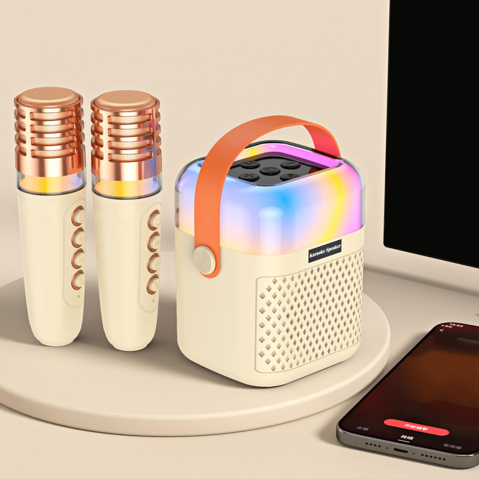 Máquina de Karaoke para Niños Audio de Canto Inalámbrico con 2 Micrófonos