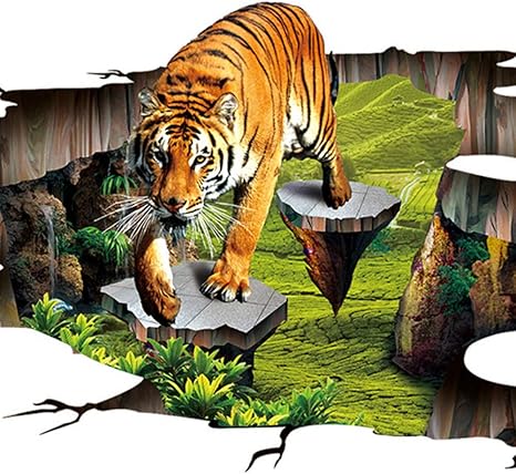Amazon Mingld 3dステレオのような虎のフローリングの壁画壁紙公園屋外3d床タイルステッカー滑り止め防水厚く3d壁紙 350x250cm 壁紙