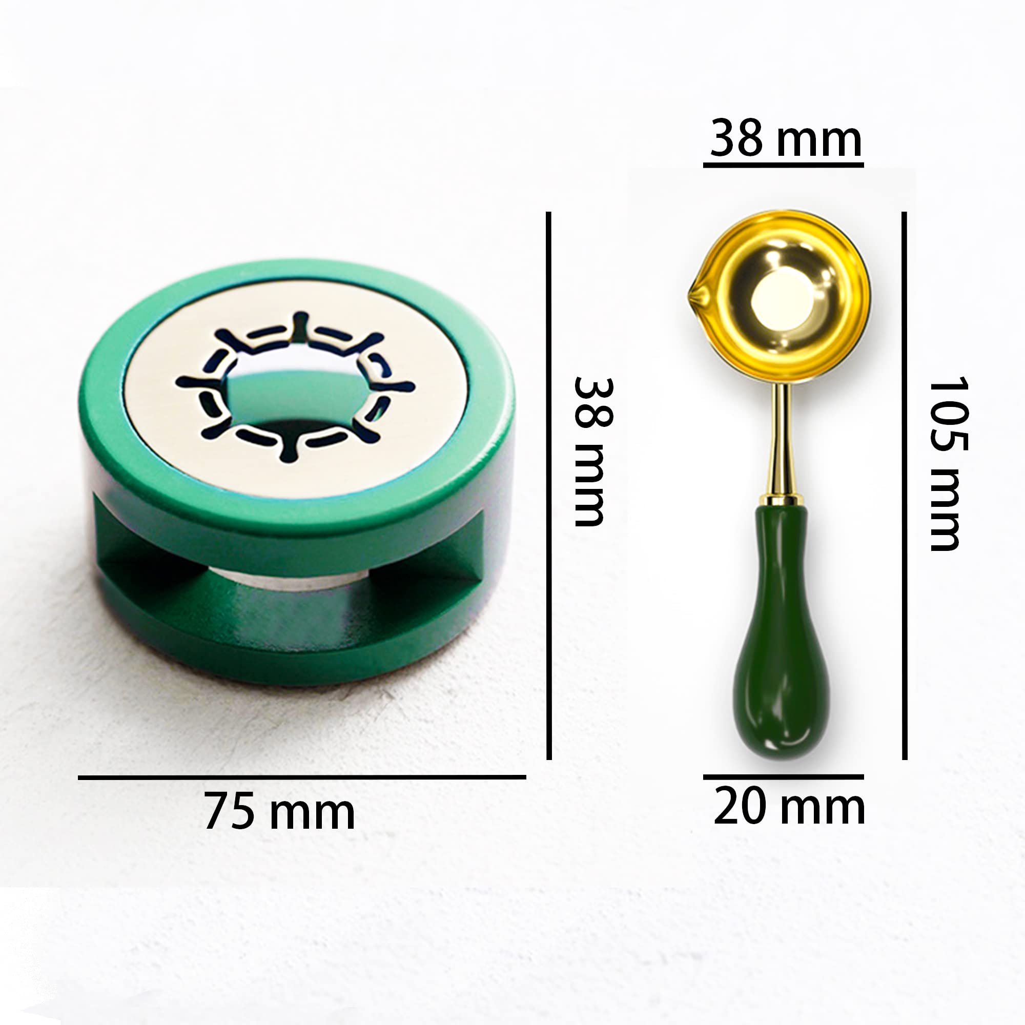 Wax Seal Kit Wax Seal Warmer Wax Seal Stamp Wax Seal Spoon Wax Seal Stamp Wax Seal Furnace with Melting Spoon and Wax Seal Stamp for Melting Wax Seal Sticks or Sealing Wax Beads (Dark Green) 4