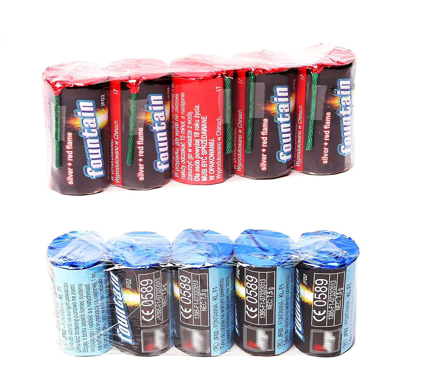 h2i Mini Volcano | 10 pcs | +/- 20 sec | Outdoor Light Fountain with Silver/Red & Blue Spark Rain for New Year's Eve, Halloween & Parties | Children & Youth Fireworks | All-Year Fireworks Cat 1